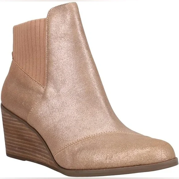 TOMS Women’s Sadie rose gold wedges boots NWT Rose Gold - Picture 4 of 10